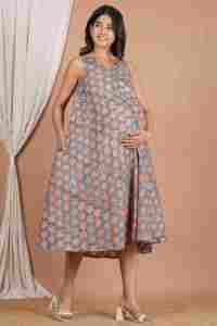 Vestido de Maternidad sin Mangas con Estampado Floral de Algodón para Sesión de Fotos, con Cierre para Lactancia, Túnica Larga Tipo Kimono para Mujer - Product Image 4