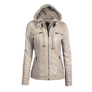 Blouson Moto Femme Grande Taille 7XL en Similicuir PU Imperméable avec Capuche Brodé Dentelle Détachable Style Décontracté Punk - Product Image 6