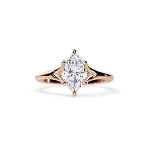 Marquise Cut Diamond Engagement <b>Ring</b> Rose Gold Plated Prong Setting Women's Classic Fine Jewelry - Product Image 1
