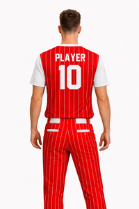 Ensemble d'uniformes de softball personnalisés à manches courtes rouges |   Maillot et pantalon sublimés |   Respirant et à séchage rapide |   Nom et numéro de votre logo d'équipe - Product Image 6
