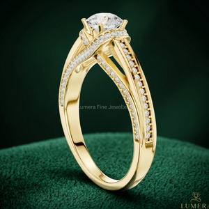 Anillo de Compromiso de Lujo con Diamante Cultivado en Laboratorio, Corte Brillante Redondo, Certificado IGI, Chapado en Oro de 18K, Venta al Por Mayor de Fábrica, para Mujer - Product Image 3