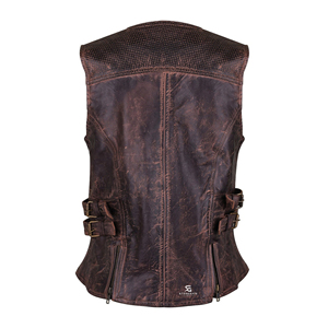 Women <b>Leather</b> <b>Biker</b> Waistcoat Slim Fit Vintage Motorcycle <b>Vest</b> Sleeveless Outerwear V Neck Pockets Casual Windproof Fashion - Product Image 6