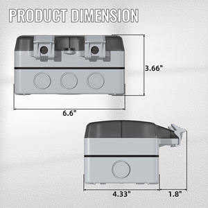 Boîte de prise électrique simple IP66 15A 250VAC, montage en surface, prise murale avec couvercle en plastique - Product Image 2
