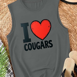 Women's Casual COUGARS Logo Vest <b>Heart</b> I <b>Love</b> Knitted Fabric Front Position Logo - Product Image 1