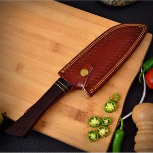 Couteau de Chef Burraq Personnalisé Fait Main en Acier Carbone, Lame de 8 Pouces, Épaisseur 3,0 mm, Manche en Bois, Étui de Protection Anti-Humidité, NOUVEAU - Product Image 3