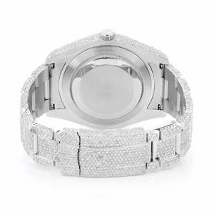 Montre de luxe entièrement sertie de moissanite pour homme, cadran rouge, automatique, mécanique, diamants, acier inoxydable - Product Image 4