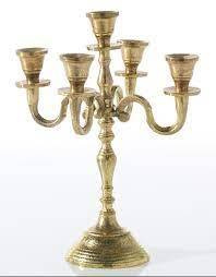 Polished chrome five arms <b>candelabra</b> display featuring a majestic towering stem, available at wholesale prices. - Product Image 2