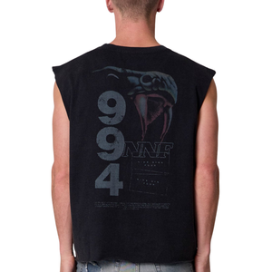 Camiseta sin mangas con cuello redondo para hombre, ajuste holgado, estilo vintage, con gráfico frontal y trasero, ropa urbana, venta al por mayor, OEM personalizado, 100% algodón jersey - Product Image 4