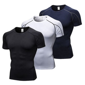 Camiseta Deportiva de Compresión de Manga Corta para Hombre, de Alta Elasticidad, con Estampado Personalizado, de Poliéster y Elastano, para Gimnasio, Entrenamiento, Fisicoculturismo - Product Image 1