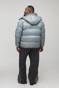 Chaqueta de Invierno Acolchada con Capucha Personalizada para Hombre de Talla Grande, Transpirable, Cortavientos, Estilo Urbano - Product Image 5