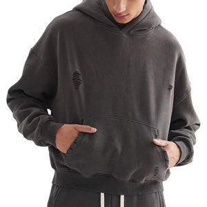 Nouveau design, best-seller : Sweat à capuche en coton mélangé délavé à l'acide, personnalisable, style streetwear, design sur mesure, thermique - Product Image 1