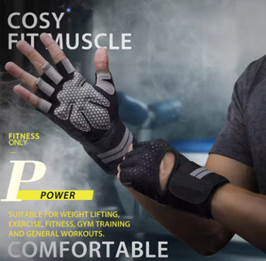 Workout <b>Gloves</b> with Wrist Wrap Support Fingerless <b>Weight</b> Lifting <b>Gloves</b> Anti Slip Padded Palm Gym <b>Training</b> & Powerlifting <b>Gloves</b> - Product Image 4