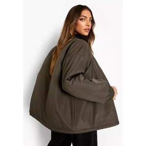 High Quality Female Fashion Bomber <b>Jacket</b> 100% Cotton Breathable Durable Outdoor Street Wear Zipper Closure Stand Collar All - Product Image 3