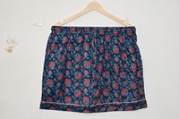 Shorts Cargo Décontractés en Coton Imprimé Floqué Fait Main pour Femme et Homme, Motif Floral Pêche Orange, Respirant, Écologique, Taille Élastique, Fleurs