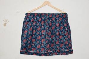 Handmade Indian Hand Block Printed Cotton Casual <b>Shorts</b> for Women <b>Men</b> Peach Orange Floral Summer Beachwear <b>Pj</b> Set Breathable - Product Image 2