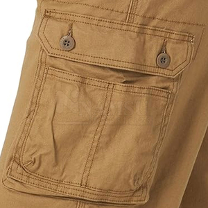 Pantalon cargo décontracté en toile respirant léger à séchage rapide, taille élastique, poches zippées, pour usage extérieur - Product Image 3