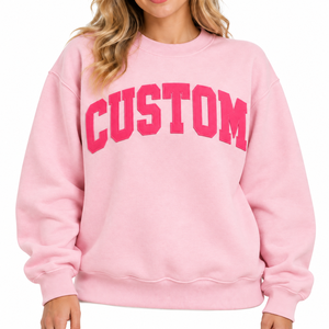 Custom OEM Reversible Women's Sweatshirt Pullover <b>Top</b> High Quality Applique Patch Embroidered <b>Mock</b> <b>Neck</b> Sweatshirt Oversized - Product Image 1