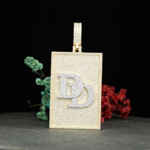 Custom Rectangle Shape Charm Pendant Iced Yellow Gold Plated Hip Hop Moissanite Necklace for Certified Personalized Jewelry <b>Gift</b> - Product Image 3