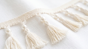 Bohemian Cotton <b>Tassel</b> Fringe Trim with Pearl Beads for Curtains Home Decor and Furnishing - Product Image 5