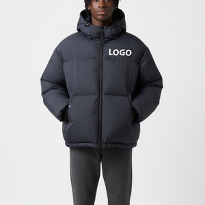 Veste de travail d'hiver matelassée décontractée pour homme, personnalisée OEM, avec col montant, logo frontal, en polyester, style doudoune à fermeture éclair - Product Image 1