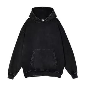 Sweat à capuche 100% coton de haute qualité, délavé à l'acide, série High Street, effet vieilli, délavé à la pierre, style vintage, service OEM - Product Image 2