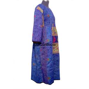 Robe longue ample en coton tricoté 100 % écologique à imprimé floral style vintage pour femme, collection printemps-été, vente en gros - Product Image 5