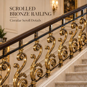 Rampe en bronze sculpté pour hôtels de luxe, villas, escaliers et intérieurs architecturaux décoratifs - Product Image 1