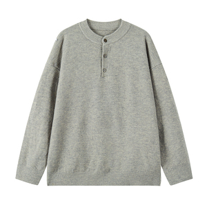 <b>Men's</b> Wholesale Winter <b>Henley</b> Knit Sweater <b>Long</b> <b>Sleeve</b> Button Neck Pullover Soft Warm Casual Classic Knitwear OEM ODM Clothing - Product Image 1