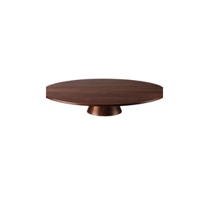Minimalist Handmade Round Wooden Cake Stand with Natural Brown Texture for Modern Kitchen Countertop and Party Setup - Product Image 1