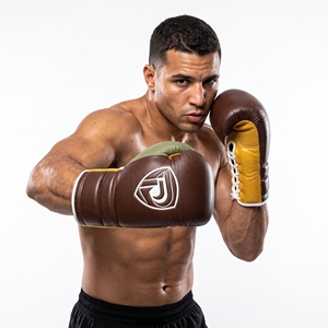 Dumela Leather <b>Boxing</b> <b>Gloves</b> <b>16</b> <b>Oz</b> Brown Yellow Green Training Gear with Logo Design - Product Image 5