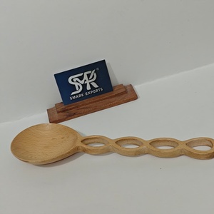 Cuillère de service élégante en bois de hêtre faite à la main, ustensile de cuisine décoratif en bois naturel avec manche artistique, écologique, pour les fêtes - Product Image 5