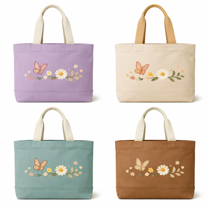 Bolsa de Mano de Lona de Algodón Reciclado al por Mayor con Logotipo Bordado, Bolsas de Hombro Personalizadas para Compras Diarias en Tamaños Personalizados - Product Image 1