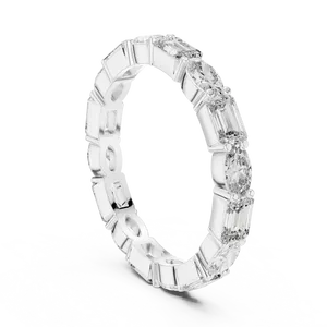 Alternating <b>Emerald</b> Oval Synthetic Diamond Full Eternity <b>Ring</b> 1.92 CTW Fine <b>Silver</b> Bezel Wedding Gift Unisex <b>Ring</b> - Product Image 4