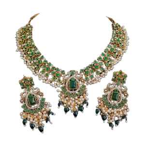 Collar de Moissanita Natural Multicolor con Cuentas Polki, Joyería Nupcial India, Collar Estilo Bollywood - Product Image 1