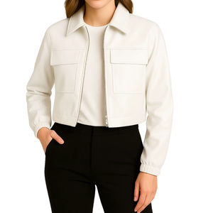 Vestes en cuir souple de haute qualité 2026, couleur bordeaux, en véritable peau de mouton, pour femmes, prix de gros - Product Image 1