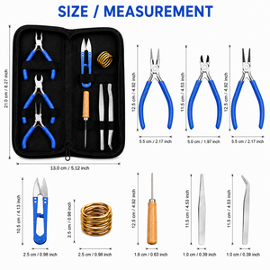 Kit de herramientas para hacer joyas, alicates de acero inoxidable con mangos azules para manualidades, juego de 8 piezas - Product Image 4