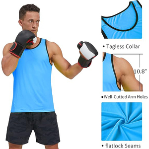 Camiseta deportiva sin mangas para hombre, de algodón y spandex, transpirable, elástica, para gimnasio y fitness. - Product Image 4