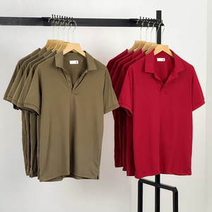 Nouveau Polo Homme Décontracté Sur Mesure en Coton Tricoté Anti-Plis Brodé à Motif Uni Manches Courtes Prix Abordable - Product Image 2