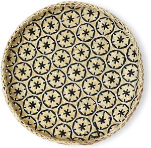 Plateaux de service ronds en bambou tressé à motifs floraux, décoratifs pour la maison, matériaux naturels de haute qualité du Vietnam - Product Image 1