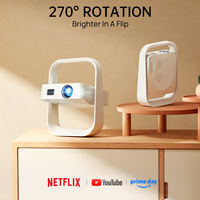 Mini projecteur intelligent compatible 4K, Wi-Fi portable, 180 lumens ANSI, projecteur Android avec correction automatique de la distorsion trapézoïdale, Netflix, YouTube