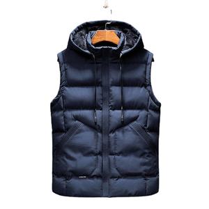 2024 hommes mode chaude hiver coupe-vent à capuche veste sans manches solide gilet avec poches décontractées grande taille imperméable gilet - Product Image 1