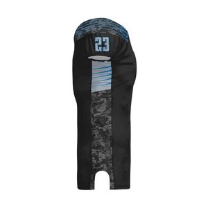 Maillot de football américain personnalisé pour homme, noir et bleu, numéro 23, sublimé, en maille respirante, col en V, manches courtes, coupe athlétique - Product Image 3