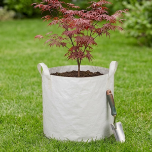 THUY LINH Panier de culture suspendu pour plantes et fleurs, en toile maillée laminée blanche, avec poignées en disque, pour jardin intérieur, imprimé sérigraphié - Product Image 1