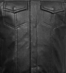 Chaleco de cuero para motocicleta de corte clásico para hombre, cuello redondo, resistente, para motociclistas, chalecos de cuero para motocicleta para hombre - Product Image 5