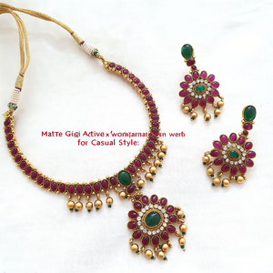 Matte Gold Atigai <b>Necklace</b> with Kemp Embellishment for Casual Style - Product Image 2