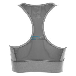 Sujetador deportivo sencillo para mujer, hecho en Pakistán, de spandex/nailon, ecológico, de secado rápido, con tirantes fijos, logo frontal, transpirable, a cuadros. - Product Image 5