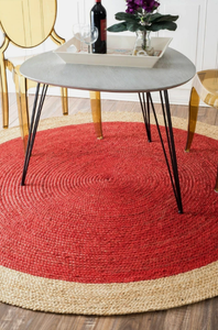 Tapis en jute foncé à bords festonnés, tapis bohème tissé à la main pour salon, chambre, hôtels, et espaces commerciaux - Product Image 5