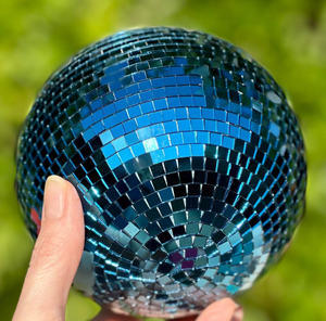 Handmade Cobalt Blue Disco <b>Ball</b> Hand Tiled <b>Mirror</b> Sphere Deep Sapphire Blue Reflective Tabletop Accent Decor Modern Glam Home - Product Image 4