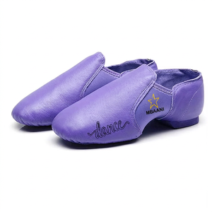 MBAANI Chaussures de danse jazz unisexes en cuir véritable vert, semelle souple, ballerines de pratique - Product Image 2