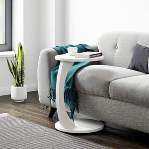 Wooden C Shaped Side Table for <b>Sofa</b> & <b>Bed</b> | Solid Wood Laptop Table | <b>Space</b> <b>Saving</b> End Table for Living Room, Bedroom & Office - Product Image 1